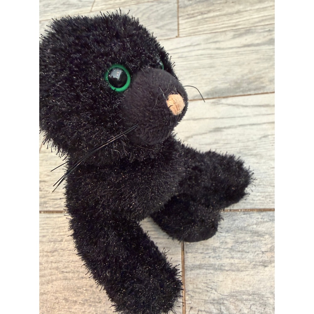 Ganz Webkinz Black Cat 8.5" Black Shimmer Plush HM135 Retired Toy No CoDe